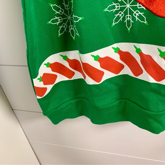 Ugly Christmas‎ Sweater Sweatshirt Size XL Sriracha Hot Sauce Party Red & Green - Picture 7 of 13